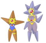  anthro big_breasts bikini bikini_thong bikini_top breasts brown_body clothing duo female gem generation_1_pokemon hi_res jewelry nintendo pokeball pokemon pokemon_(species) purple_body simple_background starmie staryu swimwear urusee584 white_background yellow_bikini yellow_clothing yellow_swimwear 