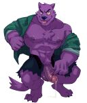  abs alpha_channel anthro balls bernard_(ok_k.o.!_lbh) bodily_fluids canid canine cartoon_network fur genital_fluids genitals humanoid_genitalia humanoid_penis kumammoto_(artist) leaking leaking_precum male mammal nipples ok_k.o.!_let&#039;s_be_heroes pecs penis precum purple_body purple_fur solo were werecanid werecanine werewolf 