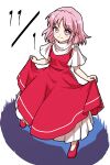  1girl closed_mouth commentary_request dress full_body itani_illust pink_eyes pink_hair red_dress red_footwear sara_(touhou) short_sleeves smile solo standing touhou touhou_(pc-98) 