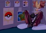  2023 3_toes absurd_res anthro bed bedroom_eyes big_breasts biped black_body black_clothing black_fur blush blush_lines bra braixen breasts butt canid canine claws clothed clothing delphox digital_media_(artwork) english_text eyelashes eyeshadow feet female fennekin fur furniture gamesfan generation_6_pokemon hi_res huge_breasts humanoid inner_ear_fluff lying makeup mammal map markings narrowed_eyes navel nintendo on_bed paws photo pokeball pokemon pokemon_(species) red_body red_eyes red_fur seductive signature solo steam suggestive suggestive_look text toes tongue tongue_out topwear tuft underwear white_body white_fur yellow_body yellow_fur 