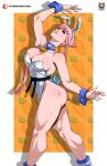  1girl absurdres animal_ears belt black_belt blue_eyes breasts choker cleavage highres hime_cut kyoffie manon_(street_fighter) martial_arts_belt muscular muscular_female pink_hair playboy_bunny rabbit_ears street_fighter street_fighter_6 