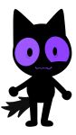  ambiguous_gender black_body domestic_cat eye_twitch felid feline felis gooblie_2 hi_res insane looking_at_viewer mammal purple_sclera simple_background smile solo tail toony 