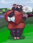  absurd_res agnes_(animal_crossing) animal_crossing anthro areola areola_slip big_breasts black_body bottomwear bra bra_peek breasts clothing dialogue domestic_pig eyes_closed facial_markings female feyhearts happy head_markings hi_res hooves huge_breasts mammal markings nintendo open_mouth open_smile pink_areola pink_body red_bottomwear red_clothing red_skirt red_topwear skirt smile solo speech_bubble suid suina sus_(pig) text thick_thighs topwear underwear white_bra white_clothing white_underwear wide_hips 