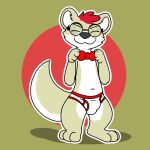  1:1 aka_the_otter anthro big_tail bow_tie briefs clothing colored_seam_underwear eyes_closed eyewear eyewear_on_head fur glasses glasses_on_head hair hi_res looking_at_viewer male mammal mouth_closed multicolored_body mustelid nerd paws red_hair red_seam_briefs red_seam_underwear round_ears round_glasses simple_background smile smiling_at_viewer smug smug_face solo tail tan_body tan_fur tighty_whities two_tone_body underwear walter_the_mix white_body white_briefs white_clothing white_fur white_underwear 