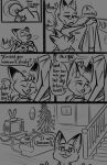  2022 christmas christmas_tree clothing comic detailed_background dialogue disney embrace female furniture hi_res holidays hug inside key male monochrome mother_(lore) mother_and_child_(lore) mother_and_son_(lore) mrs._wilde nick_wilde parent_(lore) parent_and_child_(lore) parent_and_son_(lore) plant sofa son_(lore) speech_bubble stairs tangerine_(artist) television tree uniform winter_clothing young zootopia 