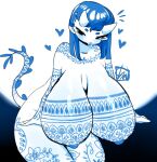  &lt;3 2023 arm_tattoo big_breasts blue_hair blue_markings blush breasts cherusdoodles chest_tattoo demon digital_media_(artwork) female hair horn huge_breasts humanoid leg_tattoo looking_at_viewer markings not_furry nude shaded signature simple_background smile solo tail tail_markings tampography tattoo white_body white_horn white_skin 