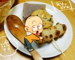  :o amazou bald bent_over chibita facial_mark food heart heart_in_mouth long_sleeves looking_at_viewer notice_lines oden open_mouth osomatsu-kun photo_background plate shirt speech_bubble surprised whisker_markings wooden_spoon yellow_shirt 