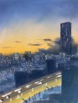  building city city_lights cityscape highres highway no_humans original road sakaue111 scenery sky street 