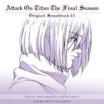  1girl album_cover artist_request cover english_text from_side hair_between_eyes highres looking_ahead mikasa_ackerman monochrome official_art portrait profile purple_theme sad scarf shingeki_no_kyojin short_hair solo 