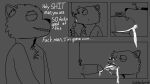  3_panel_comic anthro arrow_sign big_penis black_and_white bodily_fluids canid canine canis chest_tuft comic cum cum_drip cum_in_mouth cum_inside cum_on_face cum_on_penis cum_on_snout cum_string cumshot deep_throat dialogue dripping duo ejaculation fellatio fox genital_fluids genitals grey_background hair hand_on_leg head_tuft hi_res inner_ear_fluff inviting_cumshot lidded_eyes looking_pleasured male male/male mammal monochrome nipples oral penile penis pubes quichewizard sex signature simple_background tuft wet wet_penis wolf 