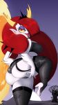  absurd_res big_butt bra butt clothing disney footwear garter_straps hair hair_over_eye hekapoo hi_res high_heels horn horned_humanoid humanoid legwear looking_at_viewer looking_back looking_back_at_viewer not_furry one_eye_obstructed panties red_hair star_vs._the_forces_of_evil thigh_highs tobitobi90 tongue tongue_out underwear 