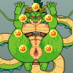  2023 2_horns 4_toes anthro anthrofied anus areola arms_tied belt blush bodily_fluids bound breasts butt_from_the_front claws countershade_tail countershade_torso countershading crossgender digital_media_(artwork) dragon dragon_ball dragon_ball_(object) eastern_dragon feet female gaping gaping_pussy genital_fluids genitals green_body green_scales grey_background horn humanoid_genitalia humanoid_penis legs_up long_tail mertvykhcrows mtf_crossgender nipples no_pupils non-mammal_breasts non-mammal_nipples open_mouth penis pink_areola pink_nipples pixel_(artwork) pussy pussy_juice red_eyes scales scalie sharp_teeth shenron simple_background solo spiked_tail spikes spikes_(anatomy) tail tan_body tan_scales teeth thick_thighs toe_claws toes whiskers 
