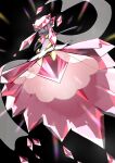  :o absurdres black_background commentary_request diancie from_below highres mega_diancie mega_pokemon no_humans outstretched_arm pokefia pokemon pokemon_(creature) red_eyes sideways_glance solo 