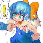  ! 1girl animal_hands aqua_eyes blue_dress blue_hair blue_tail blush_stickers bow breasts bright_pupils covered_navel cum dog_girl dog_tail dress facial gloves hair_bow highres inu-t long_hair multicolored_hair multicolored_tail nt-tan orange_bow os-tan paw_gloves ponytail simple_background small_breasts solo sundress tail tsukiyono_aroe two-tone_hair white_background white_hair white_pupils white_tail 