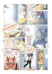  anthro bed blush canid canine canis clothing comic domestic_dog duo felid furniture hi_res kick male mammal nipples pantherine powfooo sleeping sleeping_together text tiger underwear 