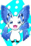  1other blue_eyes bug butterfly digimon digimon_(creature) full_body looking_at_viewer morphomon open_mouth solo user_fmky2322 waving wings 