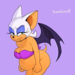  anthro bat big_breasts bottomless breasts cleavage clothed clothing female green_eyes looking_at_viewer mammal overweight rouge_the_bat sega solo sonic_the_hedgehog_(series) totesfleisch8 wings 