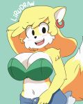  4:5 absurd_res anthro big_breasts breasts canid canine canis cleavage clothed clothing ear_piercing ear_ring female hand_behind_head hi_res leni_loud lirudraw mammal nickelodeon piercing ring_piercing solo the_loud_house wolf 