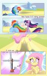  absurd_res anus blue_body blue_feathers blush comic dialogue english_text equid equine feathers female feral fluttershy_(mlp) friendship_is_magic genitals hasbro hi_res horn keetch10 mammal my_little_pony pegasus pussy rainbow_dash_(mlp) text twilight_sparkle_(mlp) unicorn wings yellow_body yellow_feathers 