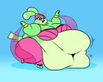  anthro belly_overhang breasts cleavage clothed clothing female green_body hi_res hindpaw lagomorph leporid mammal misterfaceless morbidly_obese morbidly_obese_anthro morbidly_obese_female moshi_monsters navel obese obese_anthro obese_female overweight overweight_anthro overweight_female paws rabbit solo 
