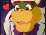  1990s_(style) 1boy bowser brenni_murasaki clip_studio_paint_(medium) formal hat heart male_focus mario_(series) open_mouth red_eyes red_hair retro_artstyle solo spoilers suit tearing_up the_super_mario_bros._movie 