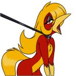  absurd_res anthro avian beak bird black_eyeliner chrysolophus collar feathers galliform glori_gamebird golden_pheasant hair hi_res leash leash_pull long_hair long_tail petplay phasianid red_body red_feathers roleplay tail whitephoenix52 yellow_beak yellow_body yellow_feathers 