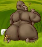  anthro ape big_butt breasts butt crossgender deer duo female forest gorilla hand_on_butt haplorhine hi_res joey_(oystercatcher7) jungle king_kong macro male mammal muscular muscular_female oystercatcher7 plant primate size_difference tree 