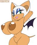  anthro areola bat big_breasts breasts brown_areola brown_nipples female genitals habbodude huge_breasts mammal nipples pussy rouge_the_bat sega short_stack solo sonic_the_hedgehog_(series) squidapple wings 