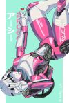  1girl absurdres arcee armor artist_name autobot bilingual blue_eyes breasts character_name clip_studio_paint_(medium) ducati helmet highres kentoy_art looking_at_viewer mecha medium_breasts mixed-language_text robot science_fiction thighs transformers transformers:_rise_of_the_beasts transformers_(live_action) v 