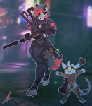  absurd_res aegi5 anthro canid canine duo female fox gun hi_res illarion kobold male mammal midnightflight military ranged_weapon rifle science_fiction sniper_rifle weapon 