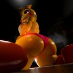  1:1 absurd_res animatronic anthro avian big_butt bird butt chicken clothed clothing duo extreme_size_difference feet female five_nights_at_freddy&#039;s five_nights_at_freddy&#039;s_2 galliform gallus_(genus) hi_res huge_butt human looking_back looming looming_butt machine macro male mammal micro panties phasianid robot scottgames size_difference smaller_human smile toy_chica_(fnaf) underwear worsesfm 