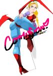  blonde_hair blue_eyes blue_pantyhose boots braid cammy_white commission cosplay hand_on_own_ass highres leotard lilith_aensland lilith_aensland_(cosplay) looking_back pantyhose street_fighter tngkbmarlon white_background 