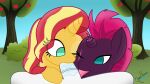  absurd_res animal_genitalia animal_penis blue_eyes day equestria_girls equid equine equine_genitalia equine_penis female feral friendship_is_magic genitals group hasbro hi_res horse male male/female mammal my_little_pony my_little_pony:_the_movie_(2017) oral oral_penetration orange_body outside penetration penis pony sunset_shimmer_(eg) tempest_shadow_(mlp) tongue tongue_out trio whygenamoon yellow_body 