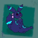  1:1 2023 adam_teh_bre ambiguous_gender blue_body blue_ears blue_fur blue_tail chest_tuft clothing collar crotch_tuft digital_drawing_(artwork) digital_media_(artwork) ear_markings eeveelution eyelashes eyeshadow feral fluffy fur fur_markings generation_2_pokemon green_clothing hi_res lilya_nida makeup markings multicolored_body multicolored_ears multicolored_fur nintendo open_mouth pawpads paws pink_pawpads pink_sclera pink_tongue pokemon pokemon_(species) purple_eyes shiny_pokemon smile smug solo spread_legs spreading stretching tail tail_markings thick_thighs tongue tuft two_tone_body two_tone_ears two_tone_fur two_tone_tail umbreon 