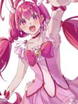  1girl armpits blush choker cure_happy cure_happy_pose earrings hoshizora_miyuki jewelry long_hair magical_girl mechi_(m_echii) open_mouth pink_choker pink_eyes pink_hair pink_skirt precure skirt smile smile_precure! solo tiara wing_hair_ornament wrist_cuffs 