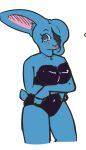  1_eye belly big_ears blush blush_lines clothing female highlights_(coloring) jewelry lagomorph latex leporid makeup_brush mammal mavi_modry necklace one_eye_closed organs playboy_bunny rabbit rubber_clothing rubber_suit scar sketch solo stomach tongue tongue_out whammy.draws 