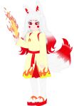  absurdres animal_ears elemental_(creature) fire flip-flops fox fox_ears fox_girl fox_tail gradient_hair highres japanese_clothes kimono multicolored_hair non-web_source original sandals tail yukata 