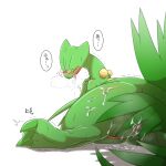  1:1 anthro biped bodily_fluids cum cum_in_pussy cum_inside eyes_closed eyewear female generation_3_pokemon genital_fluids genitals glasses green_body kajinchu leaking_cum nintendo pokemon pokemon_(species) pussy rear_view sceptile simple_background solo tongue tongue_out white_background 