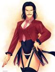  1boy absurdres cosplay crossdressing highres lovkarts monocle ronove_(umineko) thighs umineko_no_naku_koro_ni 