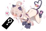  1girl ? ahoge all_fours animal_ears animal_hands bar_censor bell butt_crack cat_ears cat_lingerie cat_paws cat_tail censored choker commentary_request heart heart_tail highres implied_tail_plug long_hair matatabi_(2ccp) meme_attire onii-chan_wa_oshimai! oyama_mahiro ribbon solo tail tail_bell tail_ornament tail_ribbon tongue tongue_out twintails white_background 