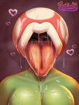  absurd_res anthro big_breasts big_tongue bodily_fluids breasts cum cum_on_breasts cum_on_face cum_on_tongue elemental_creature eyeless female flora_fauna genital_fluids green_body hi_res jwecchi lips mario_bros nintendo piranha_plant plant solo thick_lips tongue 