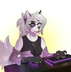  2023 5_fingers anthro ariannafray_pr breasts claws clothed clothing digital_media_(artwork) ear_piercing ear_ring eyebrows eyelashes eyewear female fingers glasses hi_res open_mouth piercing purple_eyes ring_piercing teeth tongue 