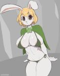  anthro areola biped blonde_hair bra breasts brown_eyes carrot_(one_piece) cleavage clothed clothing cooliehigh eyelashes female frown hair hi_res lagomorph leporid mammal one_piece rabbit simple_background solo underwear white_body 