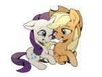  accessory applejack_(mlp) blonde_hair blonde_mane clothing cowboy_hat cutie_mark digital_media_(artwork) duo earth_pony equid equine eyelashes female feral freckles friendship_is_magic hair hair_accessory hasbro hat headgear headwear hi_res horn horse mammal mane my_little_pony one_eye_closed orange_body pony purple_hair purple_mane purple_tail rarity_(mlp) smile tail teeth unicorn white_body yanming98294 yellow_tail 