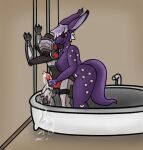  absurd_res anthro armor bathroom bathtub big_breasts big_dom_small_sub big_penis black_body bodily_fluids breasts cum cum_on_ground cum_on_hand cum_on_penis cumshot dominant dominant_female dragon duo ejaculation excessive_cum excessive_genital_fluids eyes_closed female from_behind_position fur furred_dragon genital_fluids genitals hair handjob hands_on_wall hi_res huge_breasts jinu_(slimeyteeth) knot larger_female long_ears machine male male/female penile penis protogen protogen_visor purple_body red_eyes rookie_(stonehermit) sex shadow_bt size_difference smaller_male smug_face solar_panel star_pattern tail thick_tail white_hair 