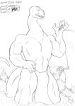  2002 4_fingers abs ambiguous_gender anthro apatosaurus astor bottomwear bulge cliff clothing dinosaur diplodocid duo english_text fingernails fingers graphite_(artwork) grass half-closed_eyes holding_character loincloth long_neck long_tail looking_at_another male monochrome mr_person muscular muscular_anthro muscular_male muscular_thighs nails narrowed_eyes partially_submerged pecs pencil_(artwork) plant quads reptile sauropod scalie shrub solo_focus submerged_legs tail teeth text traditional_media_(artwork) water 