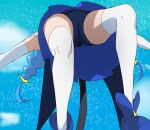  1girl blue_cat_(precure) blue_panties blue_skirt cat_tail haruyama_kazunori long_hair panties precure skirt solo star_twinkle_precure tail thighhighs underwear yuni_(precure) 