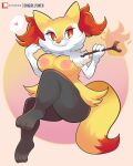  &lt;3 3_fingers 3_toes absurd_res anthro areola big_breasts black_body black_fur braixen breasts butt cheek_tuft chest_tuft digital_media_(artwork) eyelashes eyeshadow facial_tuft feet female fingers fire fur generation_6_pokemon hi_res holding_object holding_stick inner_ear_fluff looking_back makeup mammal nintendo nipples nude onigiri_punch pink_areola pink_nipples pokemon pokemon_(species) shoulder_tuft simple_background snaggle_tooth solo speech_bubble stick tail thick_thighs toes tuft white_body white_fur yellow_body yellow_fur 