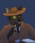  aleks_pakaralex anthro canid canine canis detective hi_res male mammal recording solo thinking wolf 