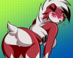  absurd_res anthro anus ass_up big_breasts big_butt breasts butt butt_focus digital_drawing_(artwork) digital_media_(artwork) female generation_7_pokemon genitals hi_res lycanroc mokrysha nintendo pokemon pokemon_(species) pokemorph pussy rear_view solo 